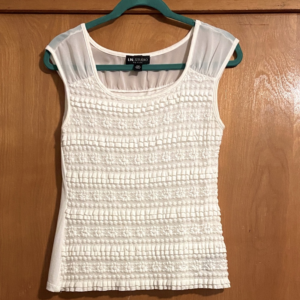 White Textured Women's Top